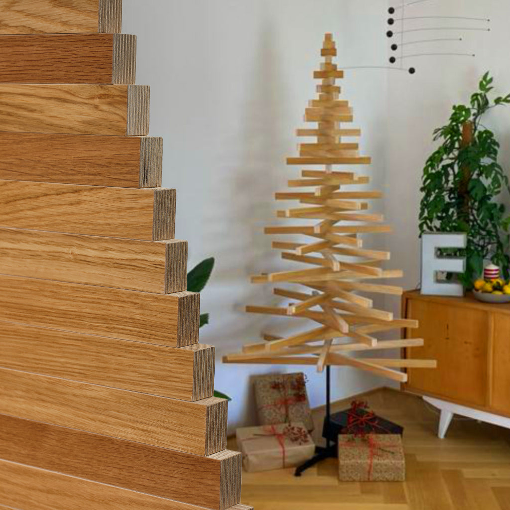 PLYWOOD YELKA - 187 cm / 6,1 feet - Walnut / Oak - black stand